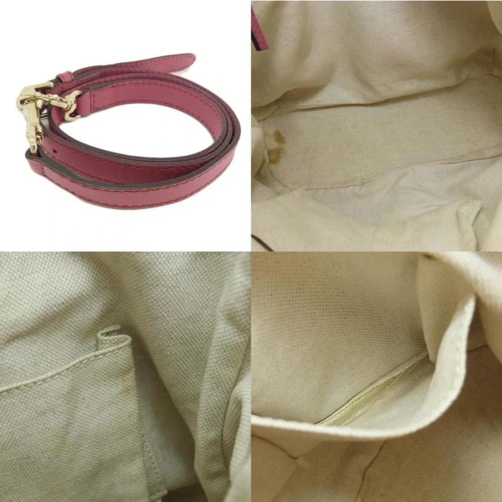 GUCCI Pink and Tan GG Canvas Tote Bag, 247902, Authentic, EUC - Picture 5 of 12